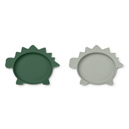 Set de 2 assiettes Olivia - Dino garden green & dove blue mix