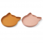 Set de 2 assiettes Marty - Cat mustard & dark rose mix