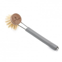 Brosse à vaisselle manche en silicone - Tête remplaçable - Gris