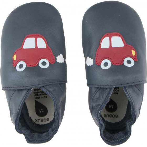 Chaussons Soft Sole Navy Red Racing Car 001-01