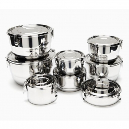 Bol hermétique en inox avec clips - 12 cm - 710 ml