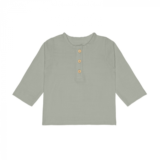 T-shirt manches longues en mousseline - coton biologique - olive