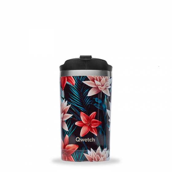 Travel mug - Tasse nomade isotherme - 300 ml - Fleurs noires