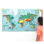 Poster éducatif avec stickers repositionnables - Carte du monde