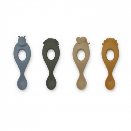 Set cuillères Liva en silicone - 4-pack - Safari blue multi mix