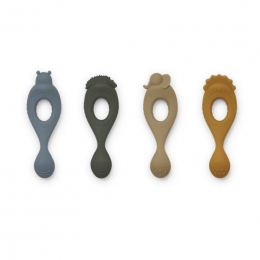 Set cuillères Liva en silicone - 4-pack - Safari blue multi mix