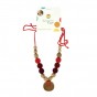 Collier d'allaitement et de portage - Rouge, bordeaux et bouton en bois de pommier
