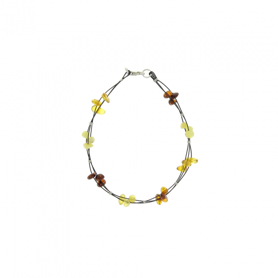 Bracelet fin et perles d'ambre adulte - Multicolor