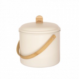 Seau d'intérieur à compost en acier et bambou - Beige - 3,5 l
