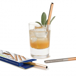 Petite paille réutilisable en inox et cuivre - Lot de 4