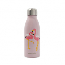 Gourde bouteille simple paroi en inox 500 ml - Flamant rose