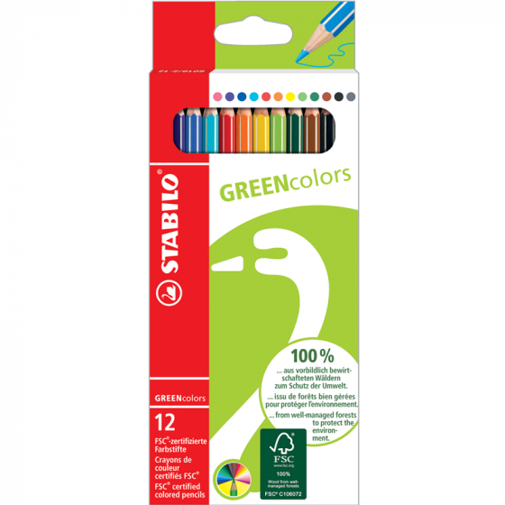 Crayons de couleur - 12 Stabilo GreenColors FSC
