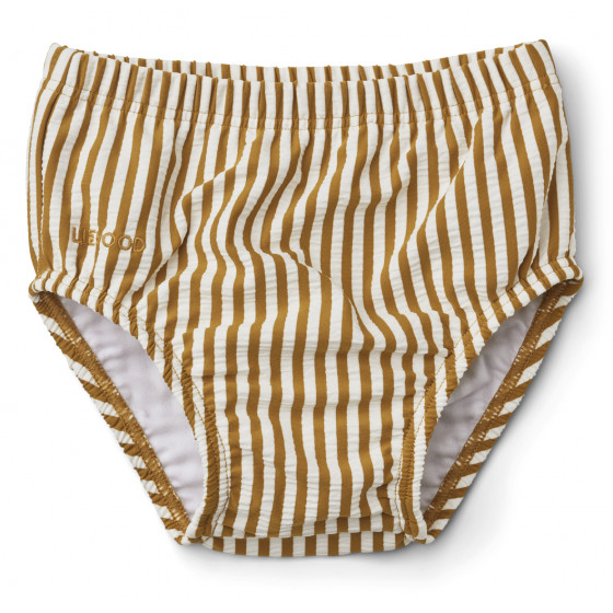 Slip de bain bébé Anthony seersucker - Y & D Stripe: Golden caramel & White