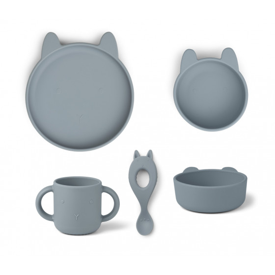 Set repas en silicone Vivi - Lapin sea blue