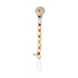 Accroche Tétine en bois + Ambre jaune - 21cm - Dès la naissance