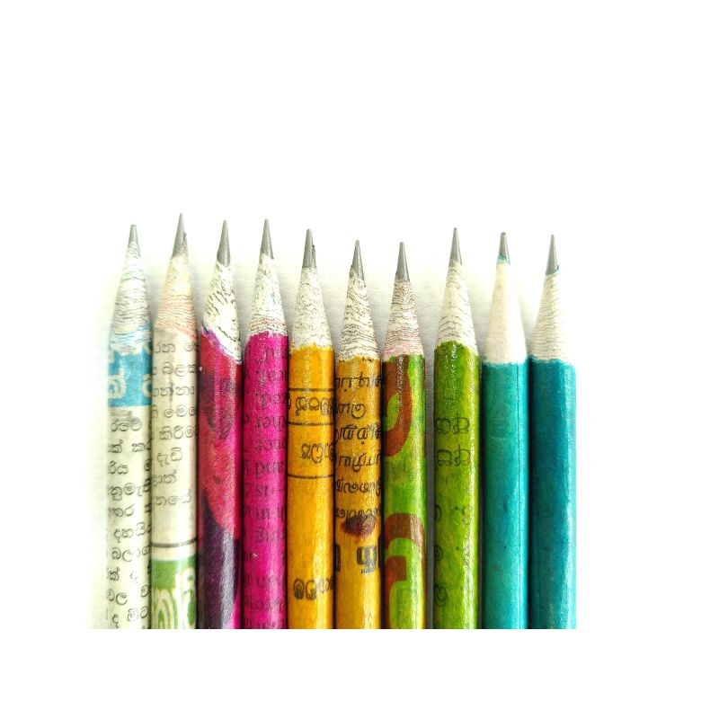 Lassanaï 10 crayons en papier journal recyclé