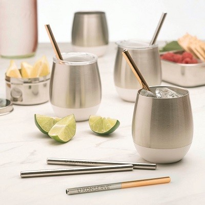 Pailles en inox couleur cuivre - Lot de 4