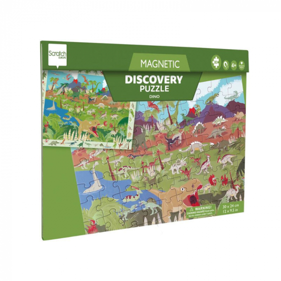 Discovery Magnetic Puzzle - Dinosaur - 80pcs 2 -in -1: Puzzle and Research Game - Van 4 jaar oud