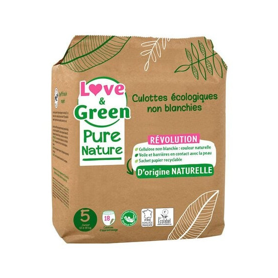 Pure Nature Hypoallergene en Ecologische Ongebleekte Luiers T5 - 18 stuks