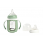 2-in-1 glazen meegroeifles 210ml + siliconen hoes groen