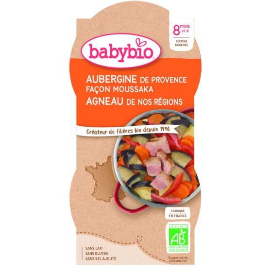 Aubergine Moussaka Lamsvlees Schaal 2x200g - BABYBIO Aubergine Moussaka Lamsvlees Schaal 2x200g - BABYBIO