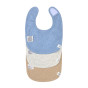 Set van 3 GOTS babyslabbetjes, blauw/lichtgrijs/natuurmix