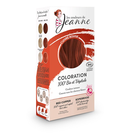 100 % bio & plantaardige kleuring - rood koper - 2x50 g - Les couleurs de Jeanne 100 % bio & plantaardige kleuring - rood koper - 2x50 g - Les couleurs de Jeanne
