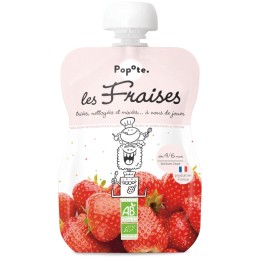 Knijpzakje aardbei 120g - Popote