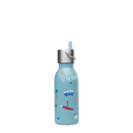 Geïsoleerde roestvrijstalen fles - Kids - Honolulu - Staalblauw - 350ml - Qwetch