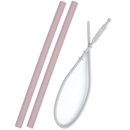 Set van 2 herbruikbare rietjes met borstel Pink- Minikoioi
