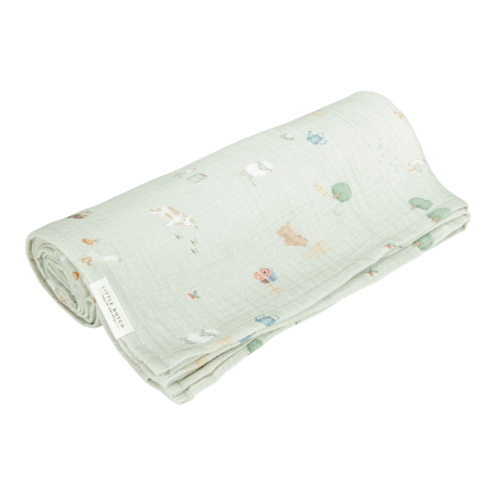 Swaddle doek hydrofiel 120 x 120 Little Farm