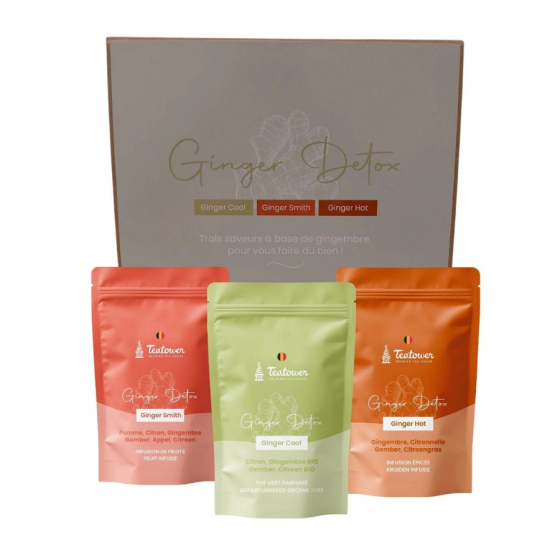 Coffret detox Teatower 2024 - 3x50gr - Ginger cool - Ginger smith - Ginger Hot