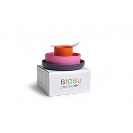 Kindereetset - Bamboe - Persimmon/Rose/Prune/White