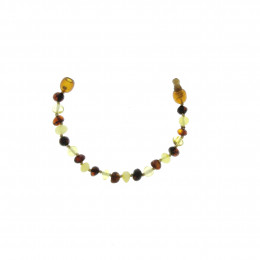 Kinder amberkleurige armband " Kralen" met veiligheidsclip