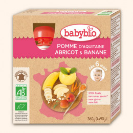 Vruchtenmoes - appel-abrikoos-banaan - vanaf 12 maanden - pack van 4