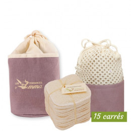 Set 15 wasbare make-up removerdoekjes van bamboe in verschillende kleuren