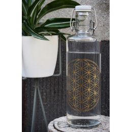 Glazen fles - 1 liter - Flower of life