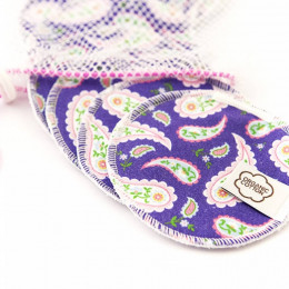 Wasbare wattenschijfjes - Purple Paisley - 10 stuks