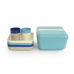 Bamboe picknickset - Sea - Lagoon/Royal Blue/Stone/White