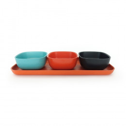 Aperitiefset - Bamboe - Black/Lagoon/Persimmon