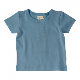 Pointelle t-shirt in BIO katoen - adriatisch blauw
