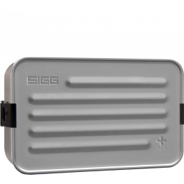 Grote rode aluminium lunchbox met siliconen inzetstuk
