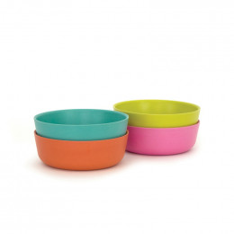 Set van 4 kommetjes in bio-afbreekbare bamboevezels 60cl (Roze, aqua, limoen, mandarijn) Ø 15 x 5 cm