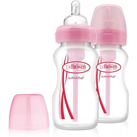 Lot de 2 biberons Options - col large - 270 ml - Rose Lot de 2 biberons Options - col large - 270 ml - Rose