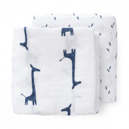 Set van 2 (inbaker)doeken - giraf indigo blue (70x60)