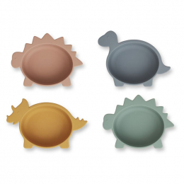 Set van 4 siliconen bowls Iggy - Dino multi mix