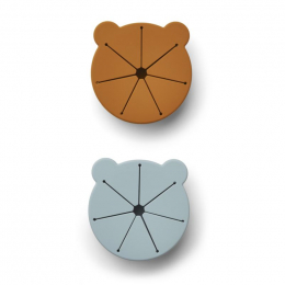 Kelly snackdoosje - 2 pack - Mr bear sea blue & mustard mix