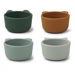 Malene siliconen bowls - 4 pack - Green multi mix