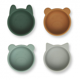 Malene siliconen bowls - 4 pack - Green multi mix
