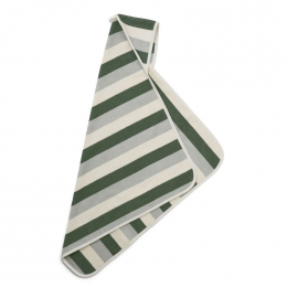 Alba baby badcape - Y&D stripe: Garden green & sandy & dove blue